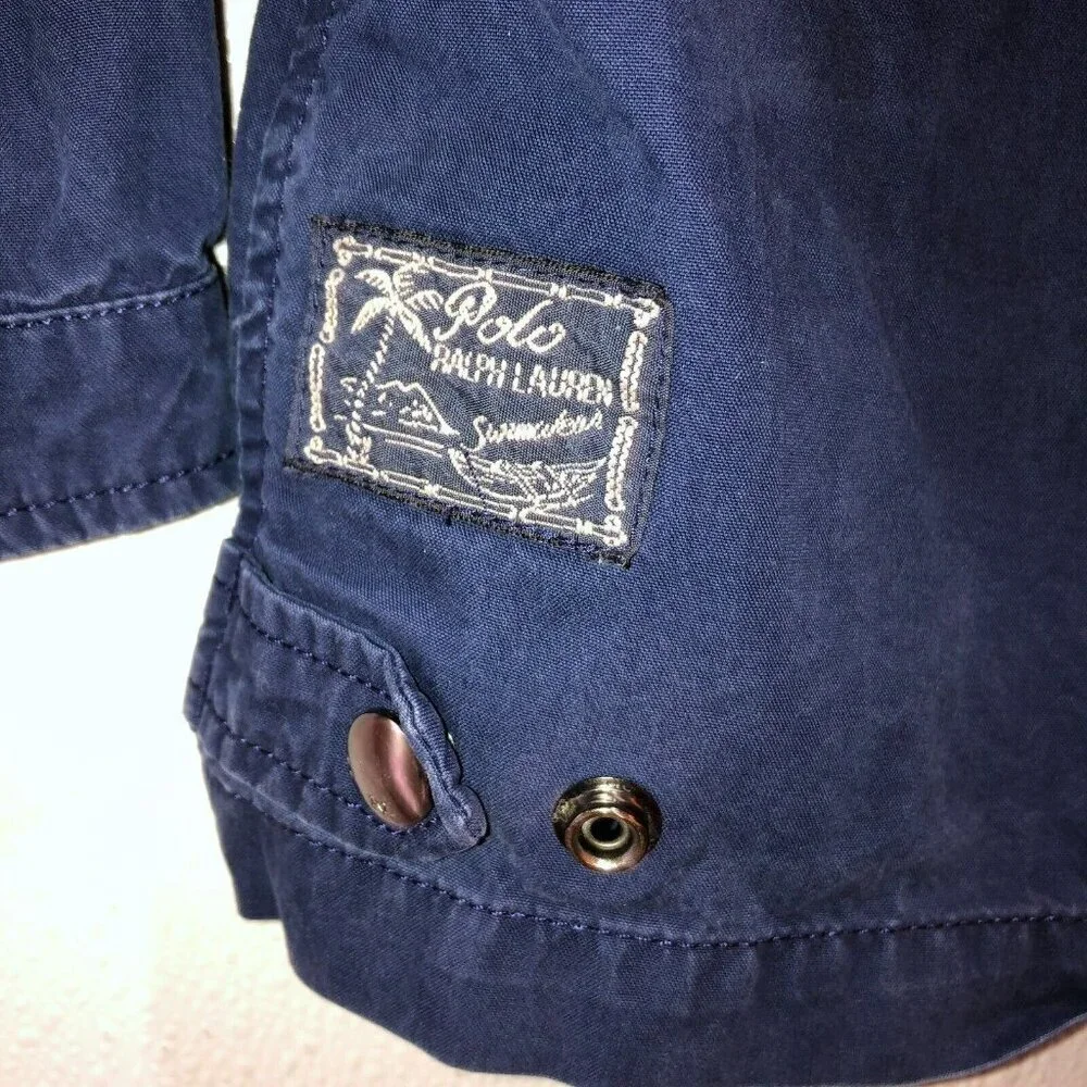 Polo Ralph Lauren Toddler Size 9M Navy Blue Full Zip Pockets Hooded Jacket Coat